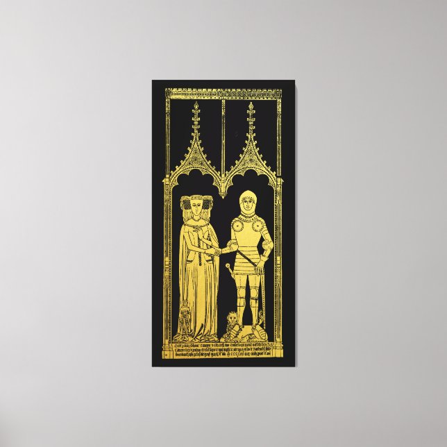 Toile Tombeau médiéval en laiton Rubbing Chevalier, Dame (Recto)