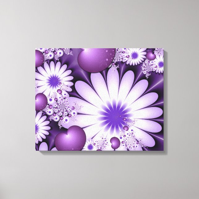 Toile Tomber dans l'amour Fleurs Abstraites et Coeurs Fr (Recto)