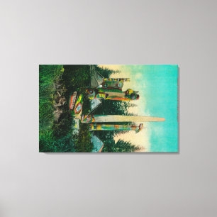 Toile Tombes et totems indiens en Alaska StateState