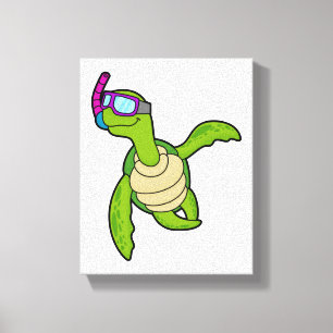 Toile Tortue à la natation avec tuba