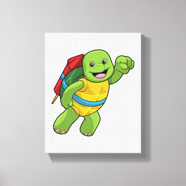 Toile Tortue au volant avec fusée (Recto)