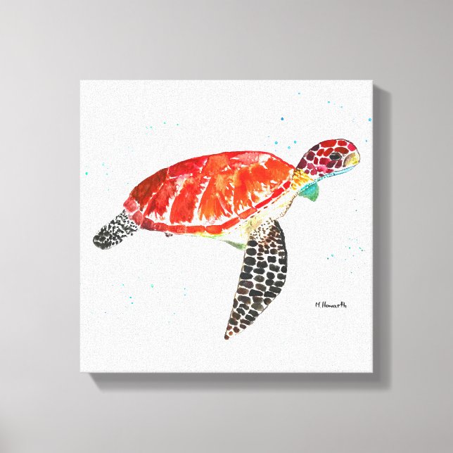 Toile Tortue de mer Plage Aquarelle Océan sous l'eau (Recto)