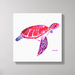 Toile Tortue de mer Plage Aquarelle Océan sous l'eau