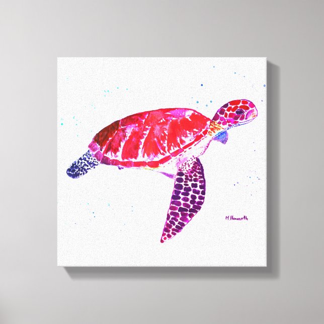 Toile Tortue de mer Plage Aquarelle Océan sous l'eau (Recto)