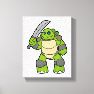 Toile Tortue guerrière avec épée