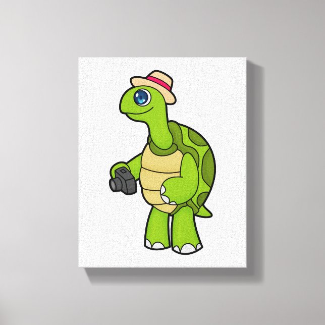 Toile Tortue photographe avec caméra (Recto)