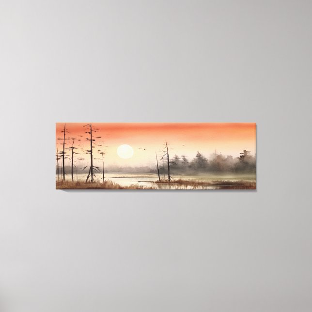 Toile Tôt matin aquarelle brouillard ciel paysage (Recto)