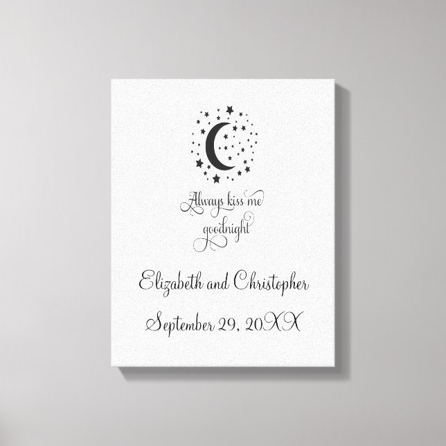Toile Toujours Me Embrasser Bonne Nuit Cadeau Mariage (Recto)