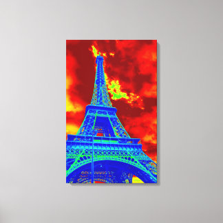 Toile tour eiffel en feu