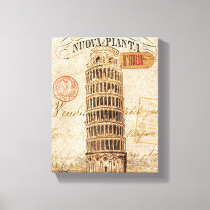 Toile Tour penchée vintage de Pise