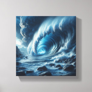 Toile Tourbillon océanique bleu surréaliste - Vague de m