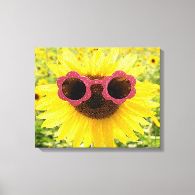 Toile Tournesol aux lunettes de soleil roses (Recto)