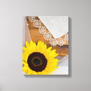 Toile Tournesol et dentelle rustique
