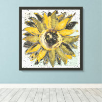 Tournesol Jaune Vert Noir Style Aquarelle Art