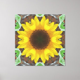 Toile Tournesol unique avec feuilles de menthe