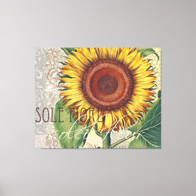 Toile Tournesol Vintage Damas Fleur Art (Recto)