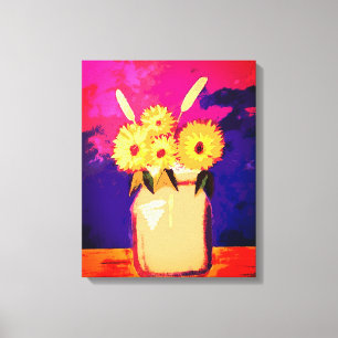 Toile Tournesols dans un pot