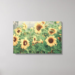 Toile Tournesols Jaune Texture Florale Vintage Art