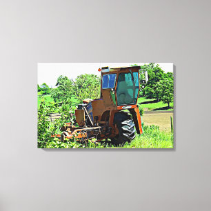 Toile Tracteur dans une ferme Photographie d'art mural