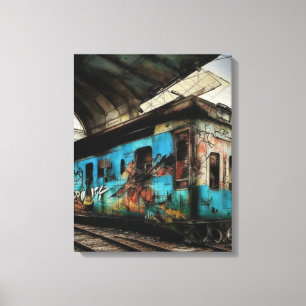 Toile Train abandonné avec graffitis Art de rue urbain