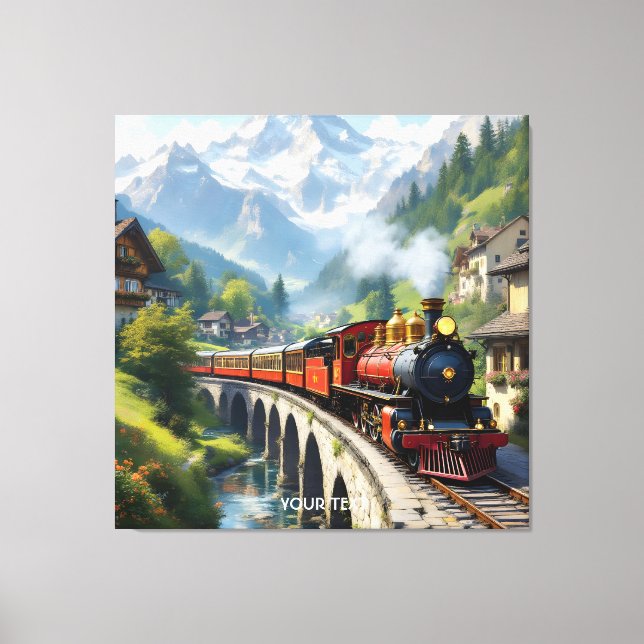 Toile Train antique Imaginaire Crimson (Recto)
