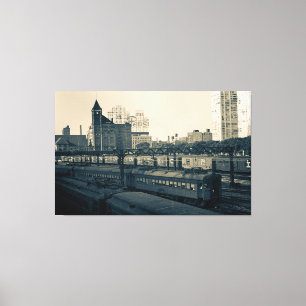 Toile Train Buildings Chicago