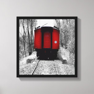 Toile Train démodé de vapeur avec la cambuse rouge
