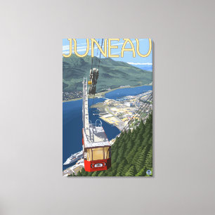 Toile Tramway au-dessus de Juneau, Alaska Poster Vintage