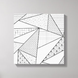 Toile Triangles blancs noirs modernes Motif géométrique