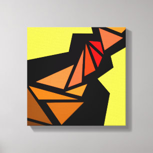 Toile Triangles colorés Abstrait Géométrique Jaune noir