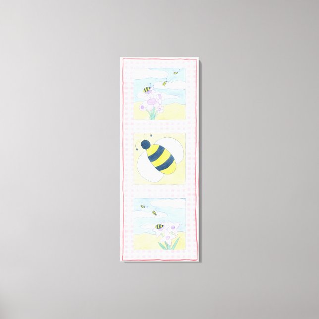Toile Trio d'abeilles aux fleurs (Recto)