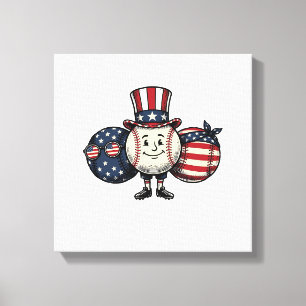 Toile Trio de baseball patriotique Vintage Vector Shirt_