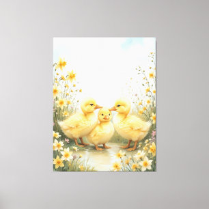 Toile Trio de Canetons Vintage Art Pastel