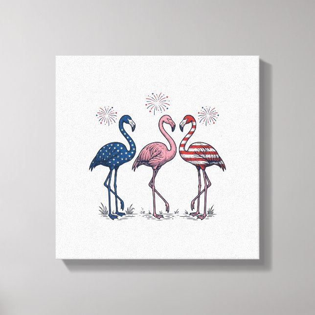 Toile Trio de flamants patriotiques dessin de gravure vi (Recto)