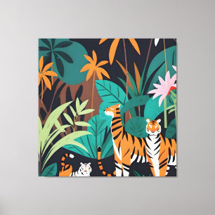 Toile Trio de tigres tropicaux