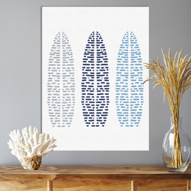 Toile Trio Nautique de Line Art Surfboards (Nautical Trio of Line Art Surfboards Canvas Print)
