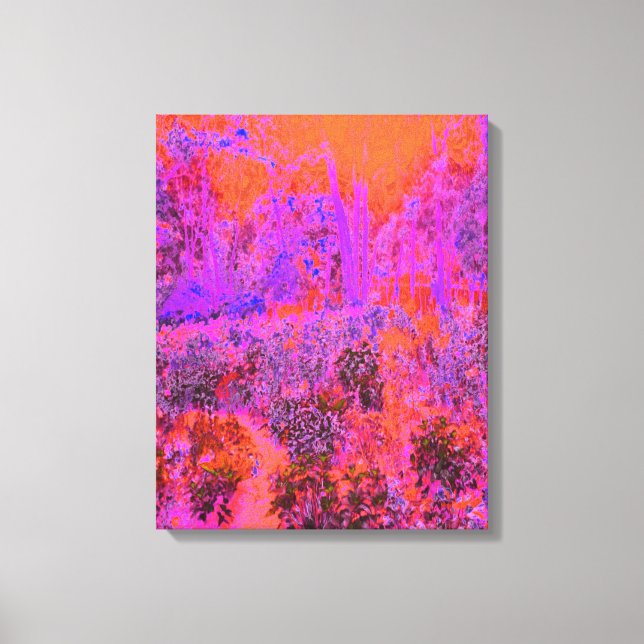 Toile Trippy Magenta et Orange Jardin impressionniste (Recto)