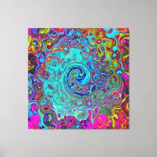 Toile Trippy Sky Blue Abstrait Retro Liquid Swirl