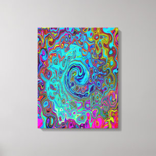 Toile Trippy Sky Blue Abstrait Retro Liquid Swirl