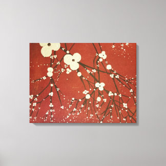 Toile Triptyque Mur rouge Art Fleurs modernes Japonais