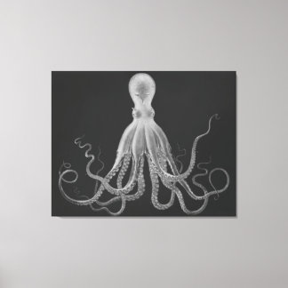 Toile Triptyque Octopus surdimensionné en gris