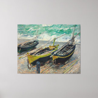 Toile Trois bateaux de pêche par Claude Monet