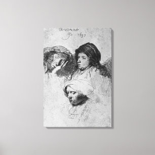 Toile Trois chefs féminins avec un dormant, 1637