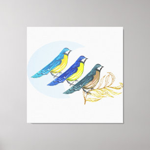 Toile Trois oiseaux