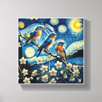 Trois oiseaux bleus de l'Est Van Gogh Art