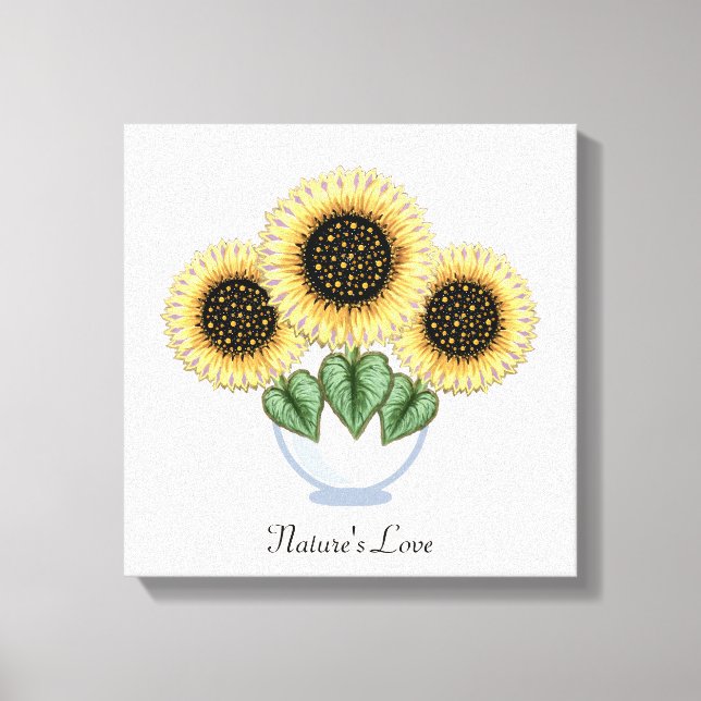 Toile Trois tournesols avec des Feuilles du coeur dans u (Recto)