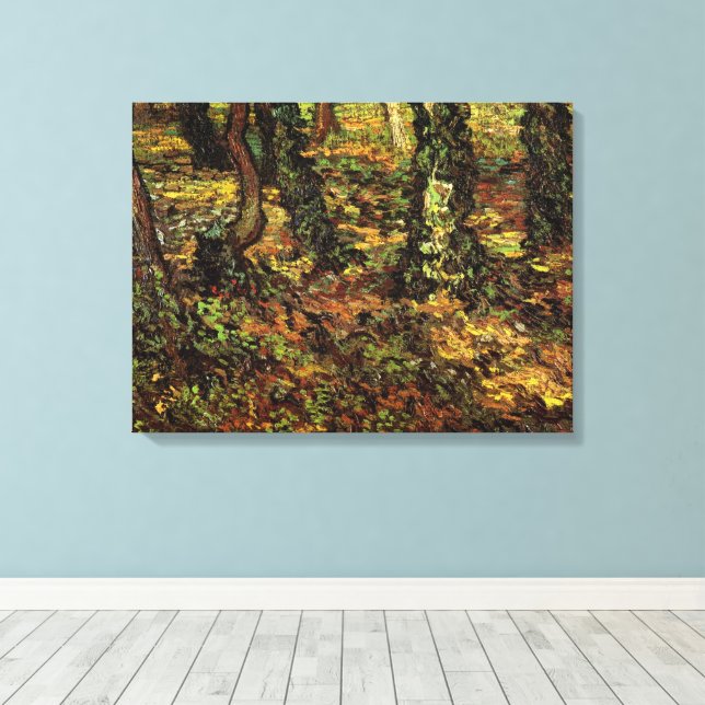 Toile Troncs d'arbres avec du lierre par Vincent van Gog (Insitu (Plancher de Bois))