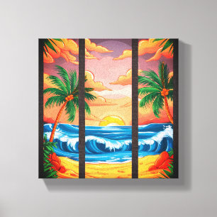Toile Tropical Beach Wall Art Premium Emballé