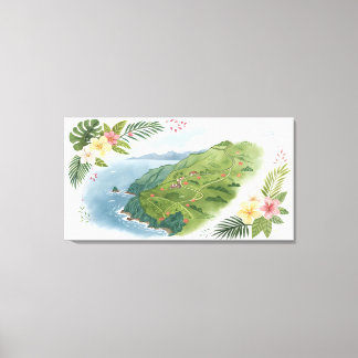 Toile Tropical Honeymoon Trail Map Art Print
