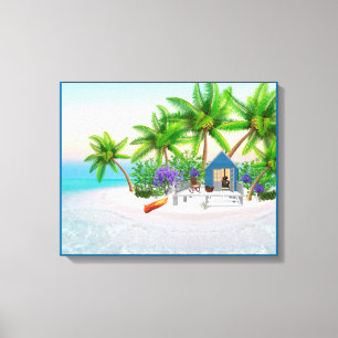 TOILE TROPICAL ISLAND PARADISE CANVAS ART